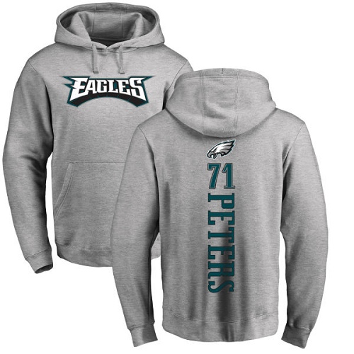 Men Philadelphia Eagles 71 Jason Peters Ash Backer NFL Pullover Hoodie Sweatshirts
